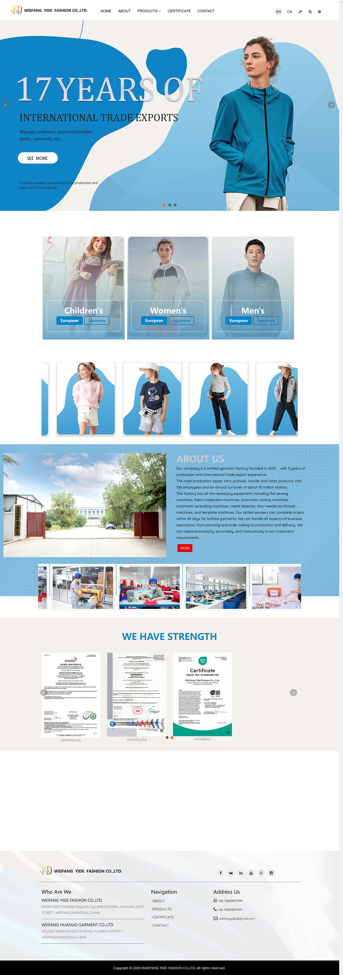 WEIFANG HUANUO GARMENT CO.LTD